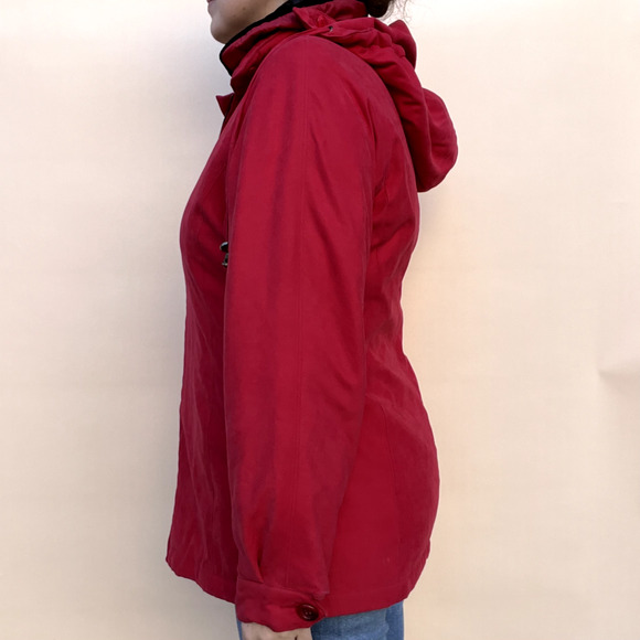Vintage JNY Jones New York Jacket Women's S Red Removable Hood Full Zip 90s - Picture 9 of 15